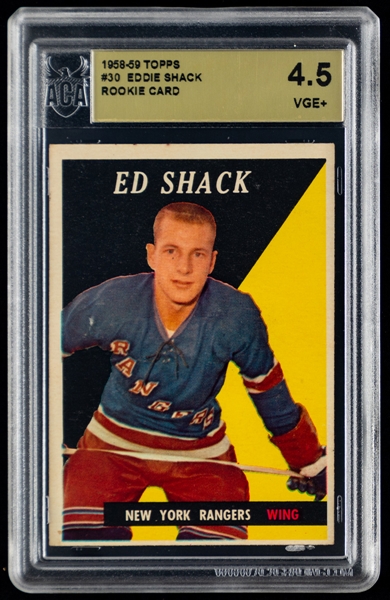 1958-59 Topps Hockey Card #30 Eddie Shack Rookie - Graded ACA 4.5