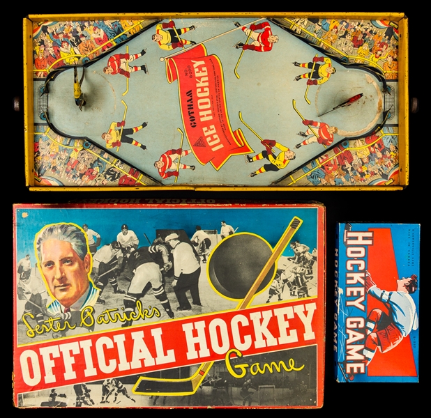 Vintage 1930s/40s Hockey Game Collection of 5 including Lester Patricks Official Hockey - The Brent Sobie Antique Hockey and Baseball Collection