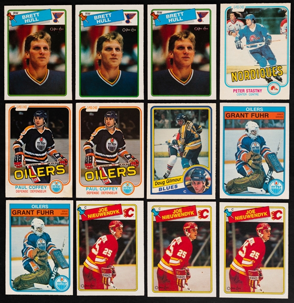 1980s and 1990s Hockey Rookie and Star Card Collection (179) Inc. Rookie Cards of Brett Hull (3), Stastny, Coffey (2), Gilmour, Neely, Fuhr (2), Nieuwendyk (5), Jagr (7), Sakic (5) and Others
