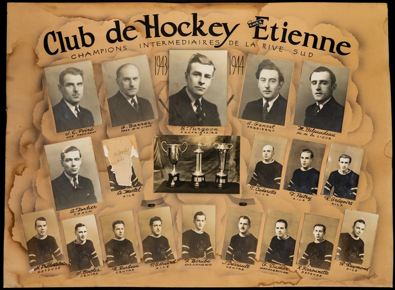Large Club de Hockey Etienne 1943-44 Master Composite Team Photo - Intermediate Champions of River Sud (30" x 40")