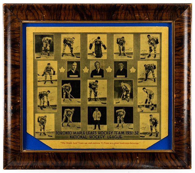 Toronto Maple Leafs 1931-32 Advertising "Vi-Tone" Team Picture Stand-Up Display (15" x 17")