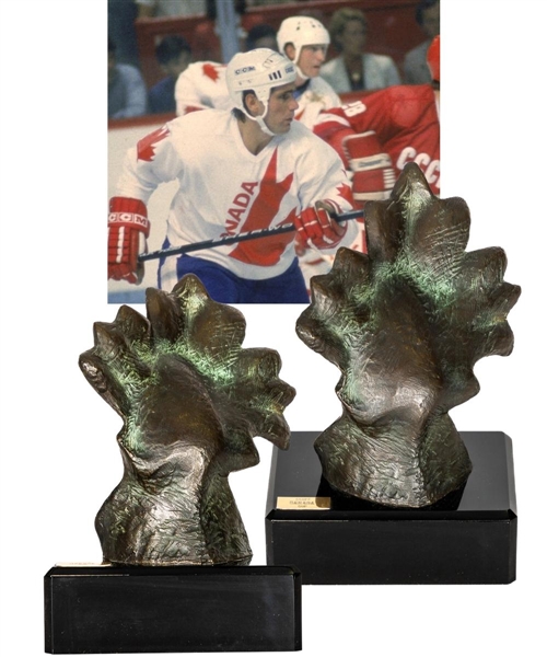 Ray Bourques 1984 Canada Cup Team Canada Bronze Sculpture Trophy with His Signed LOA (9")