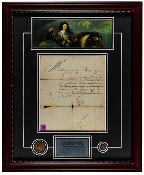 King Louis XIII (France) Signed 1634 Document Framed Display with JSA LOA