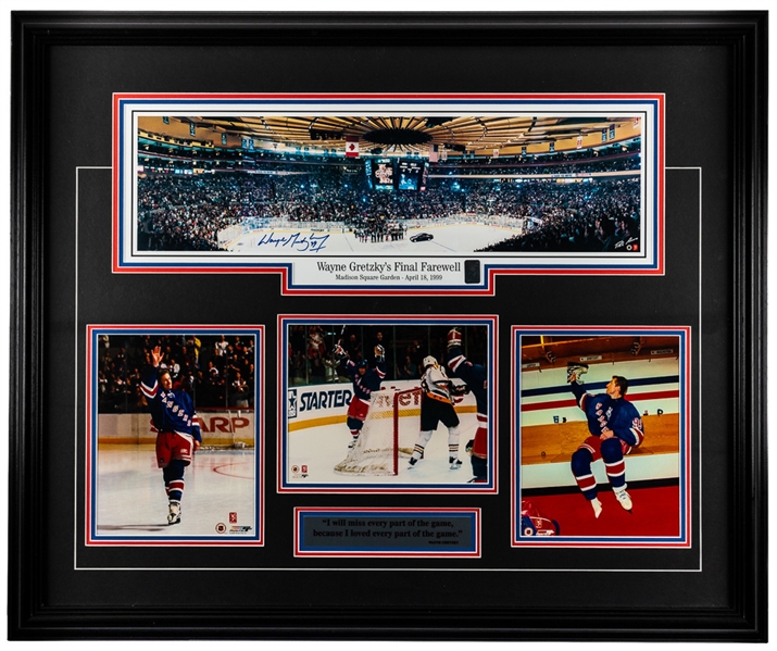 Wayne Gretzky New York Rangers Signed "Final Farewell" Framed Display with WGA COA (30” x 36”)