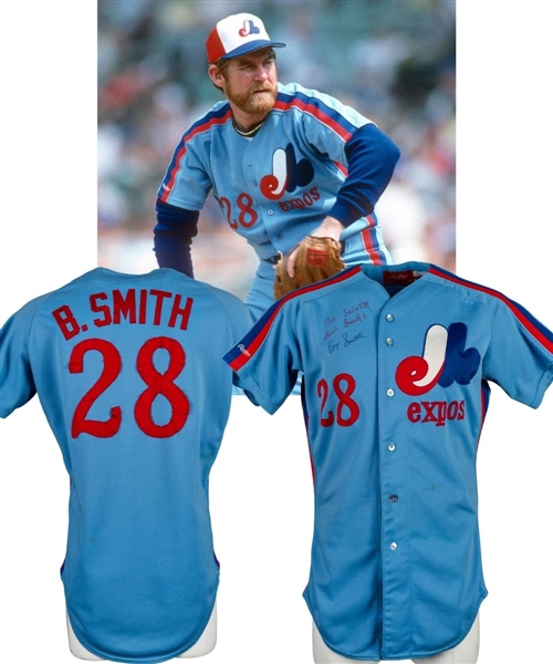 Bryn Smiths 1987 Montreal Expos Signed Game-Worn Jersey 