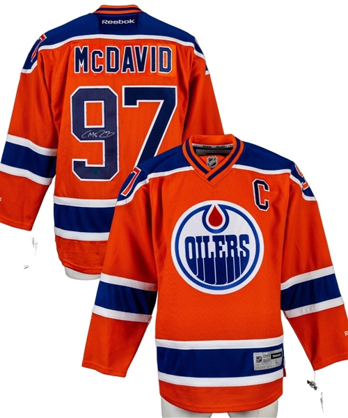 Connor McDavid Signed Edmonton Oilers Reebok Captains Third Jersey with COA