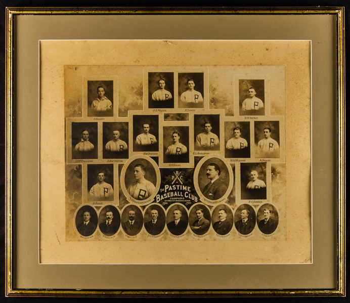 Pastime Baseball Club of Ottawa 1914 & 1915 Ottawa City League Champions Framed Cabinet Photo (21" x 25")