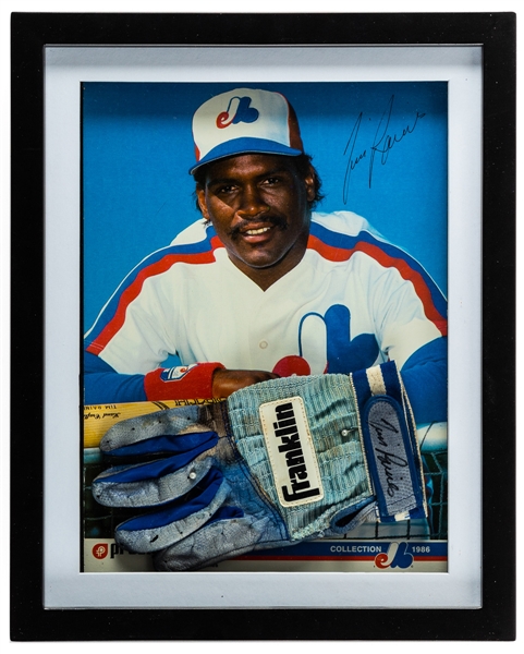 Tim Raines 1980s Montreal Expos Signed Franklin Game-Used Batting Glove Framed Display (PSA-DNA Certified) Plus Signed Baseball with HOF 17 Inscription (SGC Authenticated)
