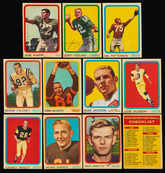 1963 and 1964 Topps CFL Complete 88-Card Sets Plus 1965 Topps CFL Near Complete Card Set (131/132)