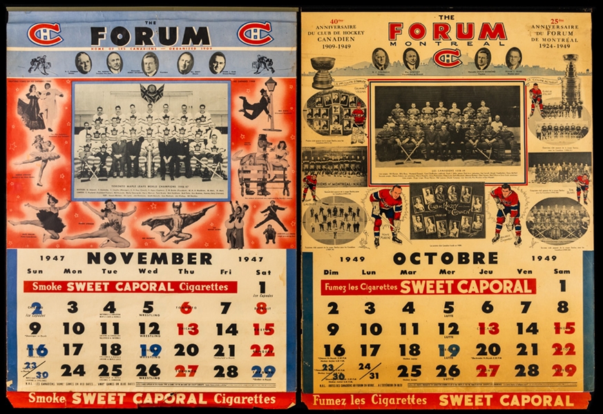 Montreal Canadiens 1947-48 to 1979-80 Montreal Forum Calendar Collection of 14