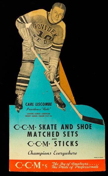 Rare Late-1940s Carl Liscombe CCM Die Cut Advertising Display (11 ½” x 20”)