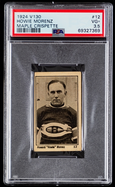 1924-25 Maple Crispette V130 Hockey Card #12 HOFer Howie Morenz - Graded PSA 3.5
