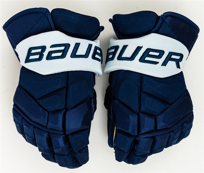 Justin Holls 2022 Heritage Classic Toronto Maple Leafs Game-Worn Bauer Gloves with Team LOA 