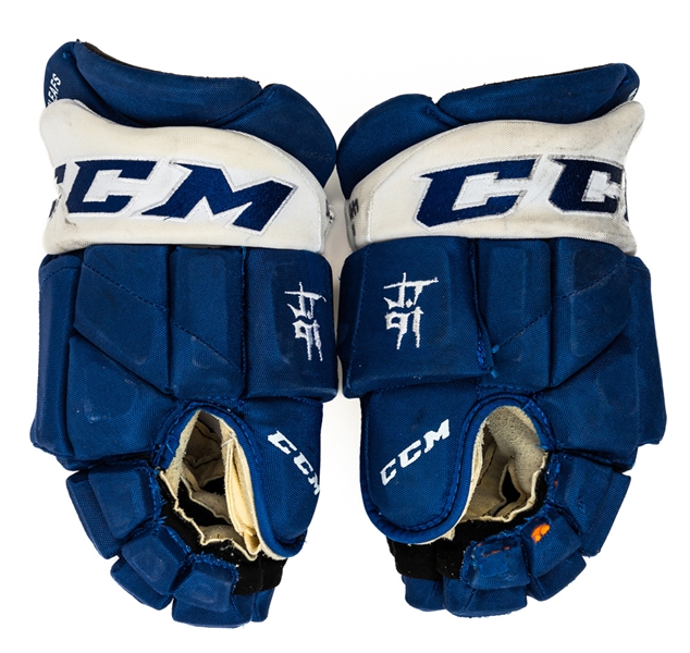 John Tavares 2021-22 Toronto Maple Leafs CCM Pro Game-Worn Gloves with Team LOA