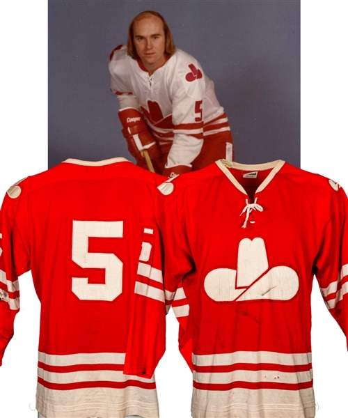 Don Tannahills 1975-76 WHA Calgary Cowboys Inaugural Season Game-Worn Jersey - Team Repairs!