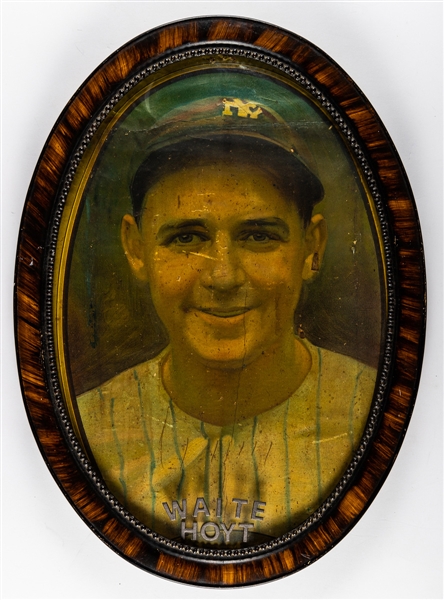 Vintage Waite Hoyt New York Yankees Convex Glass Framed Portrait (15 1/2" x 21 1/2") 