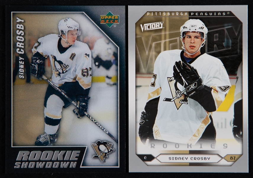 Sidney Crosby 2005-08 Hockey Cards (23) Inc. 2005-06 UD Rookie Showdown #RS-SCAO Crosby/Ovechkin, 2005-06 Victory Rookies #285 (2), 2005-06 UD Rookie Class #1 and 2005-06 Parkhurst Rookies #657