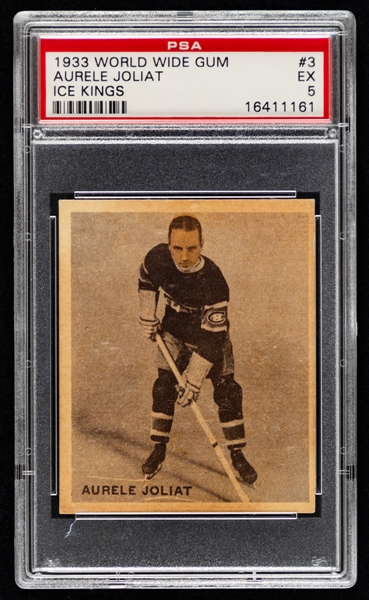 1933-34 World Wide Gum Ice Kings V357 Hockey Card #3 HOFer Aurele Joliat (English Only) - Graded PSA 5