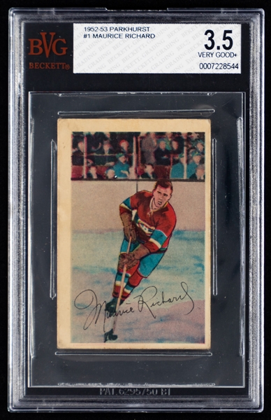 1952-53 Parkhurst Montreal Canadiens Hockey Cards (4) Including #1 HOFer Maurice Richard (Graded Beckett 3.5)