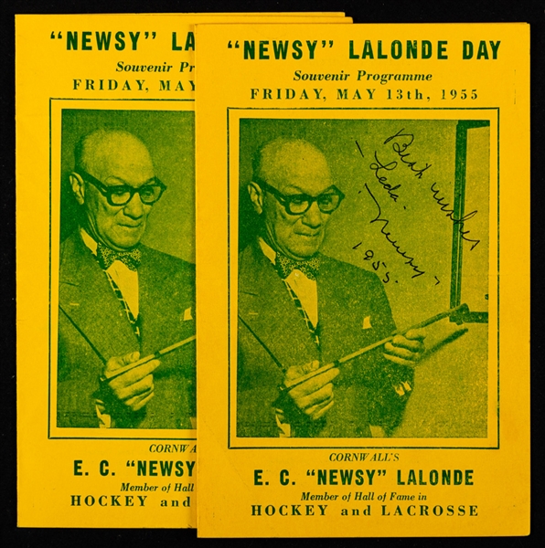 Newsy Lalonde Day May 13, 1955 Cornwall Souvenir Programs (2) including One Signed From the Harry "Punch" Broadbent Collection with LOA
