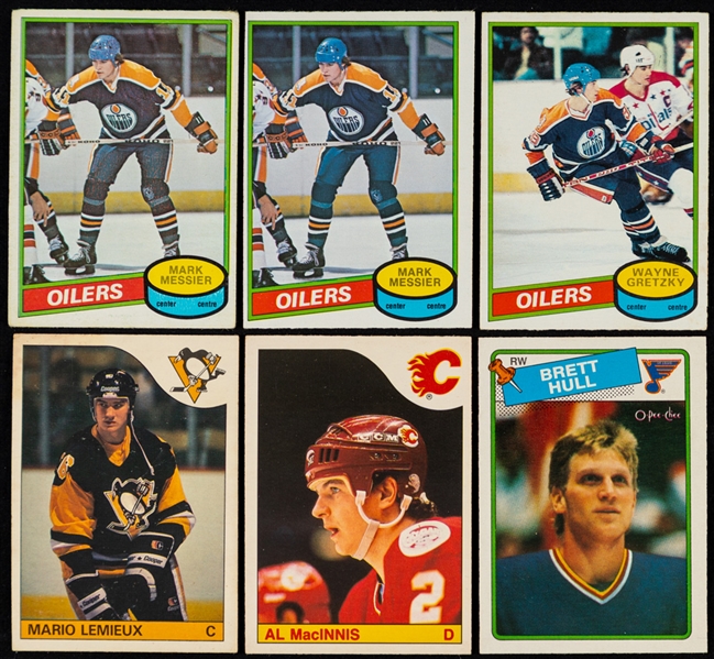 1970s to 1990s Hockey Cards (150+) Including 1980-81 OPC #289 Messier Rookie (2) and #250 Gretzky, 1985-86 OPC #9 Lemieux Rookie And Assorted Other Rookie/Star Cards