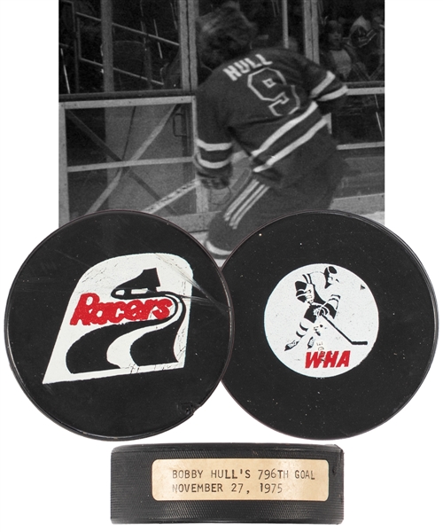 Bobby Hulls 1975-76 WHA Winnipeg Jets 796th Career Goal Goal Puck