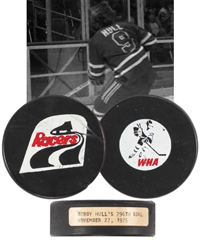 Bobby Hulls 1975-76 WHA Winnipeg Jets 796th Career Goal Goal Puck