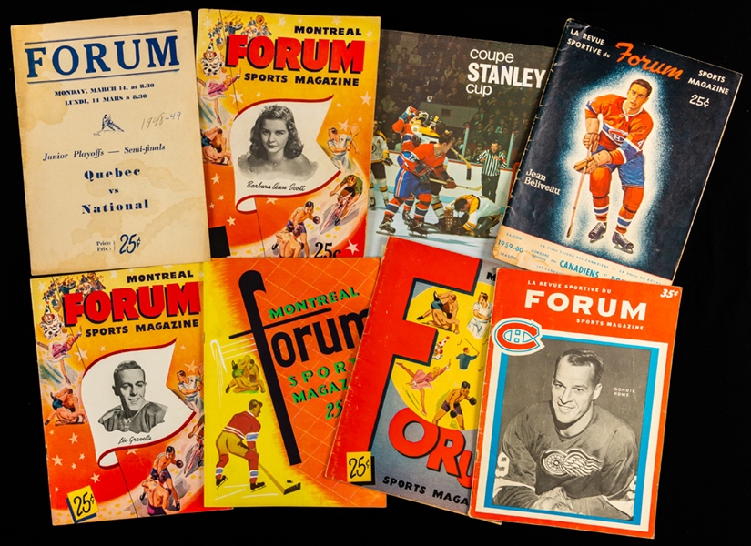 Montreal Canadiens 1940s to 1960s Montreal Forum Program Collection of 36 including 1967 Game 5 Stanley Cup Finals 