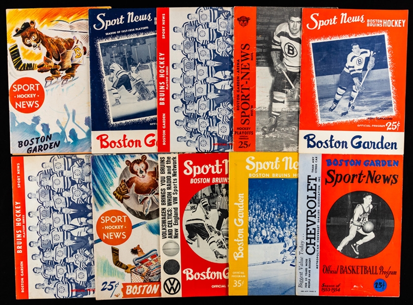 Boston Bruins 1940s/50s Boston Garden Program Collection of 33 including Stanley Cup Semi-Finals (3)