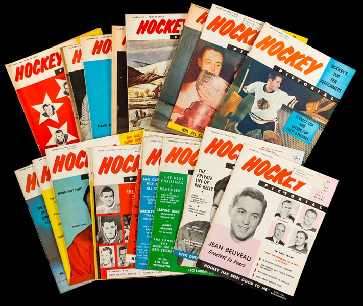 1955-64 Hockey Pictorial Magazine Collection of 67 Including October 1955 First Issue