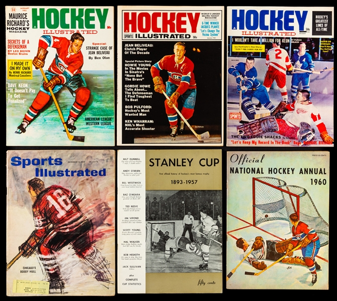 Vintage 1960s to 1990s Hockey Magazine and Publication Collection of 63 with "Hockey Illustrated", "The Hockey News" and Others