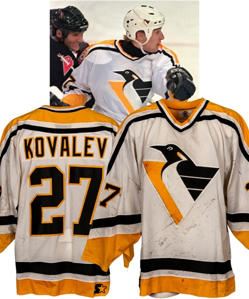 Alexei Kovalevs 1998-99 Pittsburgh Penguins Game-Worn Jersey with LOAs - Nice Game Wear! - Photo-Matched!