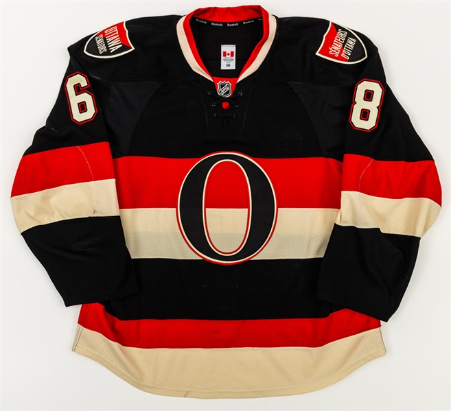 Mike Hoffmans 2015-16 Ottawa Senators Game-Worn Heritage Third Jersey with Team COA - Photo-Matched!