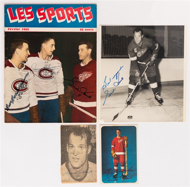 Gordie Howe/Red Wings Memorabilia Collection of 12 with Howe Signed Items & Old Photos JSA Auction LOA