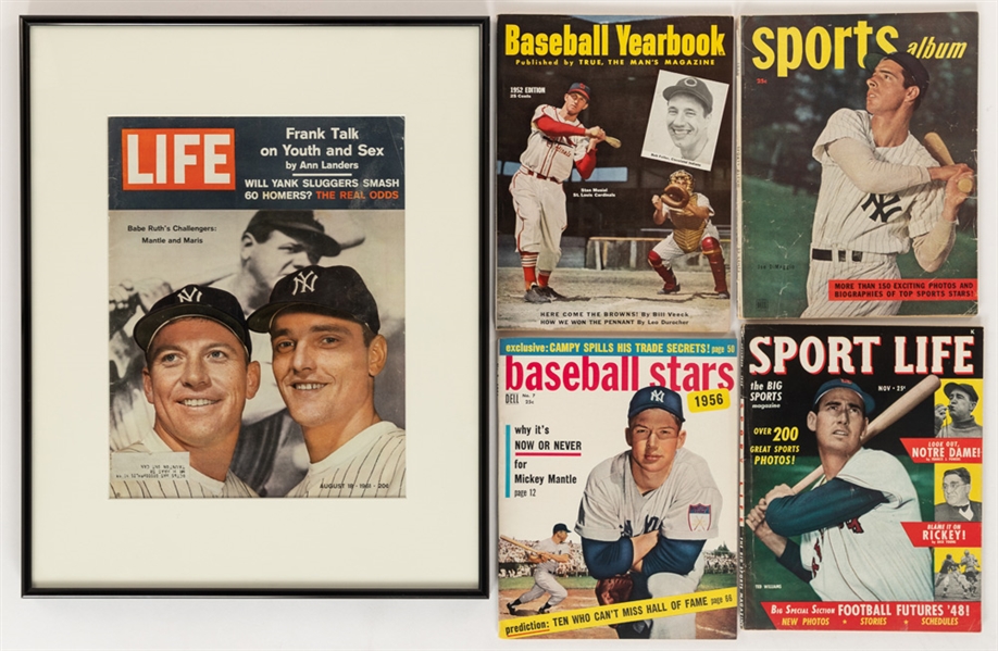 1930s to 1960s Sports Publications (28) Including Mickey Mantle, Joe DiMaggio, Ted Williams, Muhammad Ali and Joe Namath 