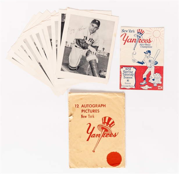 Mickey Mantle 1951 New York Yankees Spring Training Program and Circa 1950 Yankees Partial Picture Pack (12)