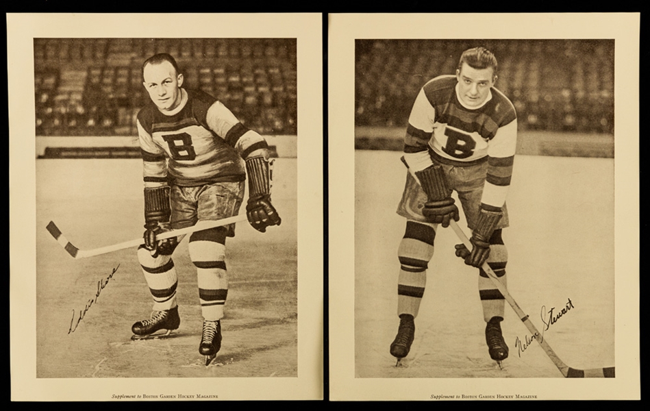 Boston Bruins 1933-34 Boston Garden Program Supplements Collection of 15 including Shore, Ross, Oliver and Stewart