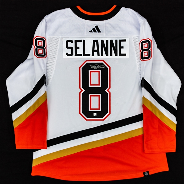 Teemu Selanne Signed Anaheim Ducks Adidas Reverse Retro Jersey with COA 