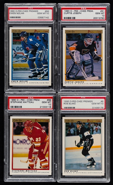 1990-91 to 1992-93 O-Pee-Chee Premier and Upper Deck PSA-Graded Hockey Cards (12 - All RC) Including OPC Premier Rookie Cards of Blake, Nolan, Joseph and Matteau (All PSA 10)