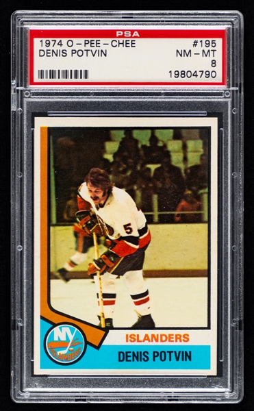 1974-75 O-Pee-Chee Hockey Card #195 HOFer Denis Potvin Rookie - Graded PSA 8
