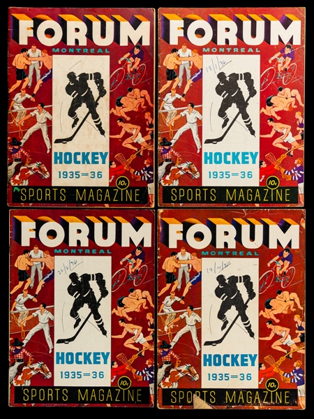 Montreal Canadiens 1935-36 Montreal Forum Hockey Program Collection of 4