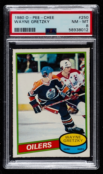 1980-81 O-Pee-Chee Hockey Card #250 HOFer Wayne Gretzky - Graded PSA 8