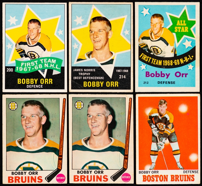 1968-69 to 1978-79 HOFer Bobby Orr O-Pee-Chee Hockey Cards (45)
