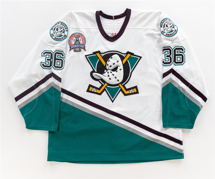 Todd Rierdens 2002-03 Anaheim Mighty Ducks Game-Issued Stanley Cup Finals Jersey with LOA 