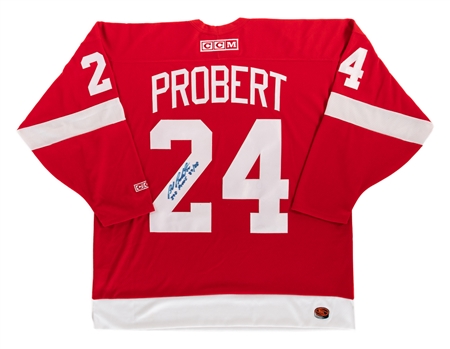 Bob Probert Signed Detroit Red Wings Jersey with JSA Auction LOA - "398 PIMs 87/88" Annotations