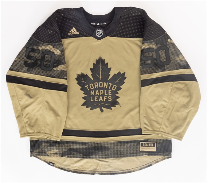 Erik Kallgren’s 2021-22 Toronto Maple Leafs Canadian Armed Forces Night Warm-Up Worn Jersey with Team LOA