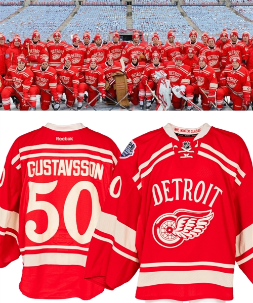 Jonas Gustavssons 2014 NHL Winter Classic Detroit Red Wings Game-Issued Second Period Jersey with COA