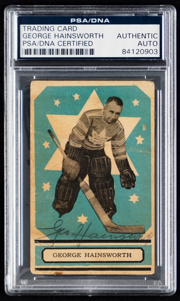 1933-34 O-Pee-Chee V304 Series "A" Signed Hockey Card #15 HOFer George Hainsworth Rookie - PSA/DNA Certified 