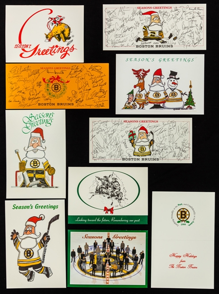 Boston Bruins and Chicago Blackhawks 1970s to 2010s Christmas Card Collection (42)