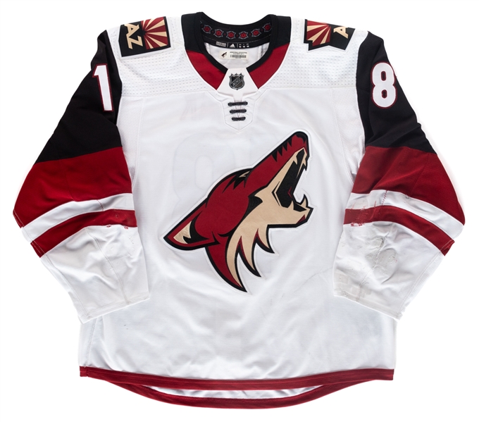 Christian Dvoraks 2019-2020 Arizona Coyotes Game-Worn Jersey with LOA - Team Repairs! 